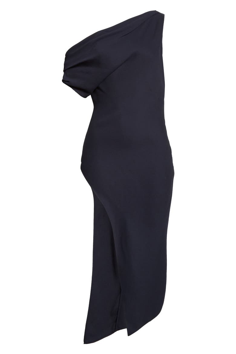 One-Shoulder Draped Tunic Dress, Alternate, color, NAVY