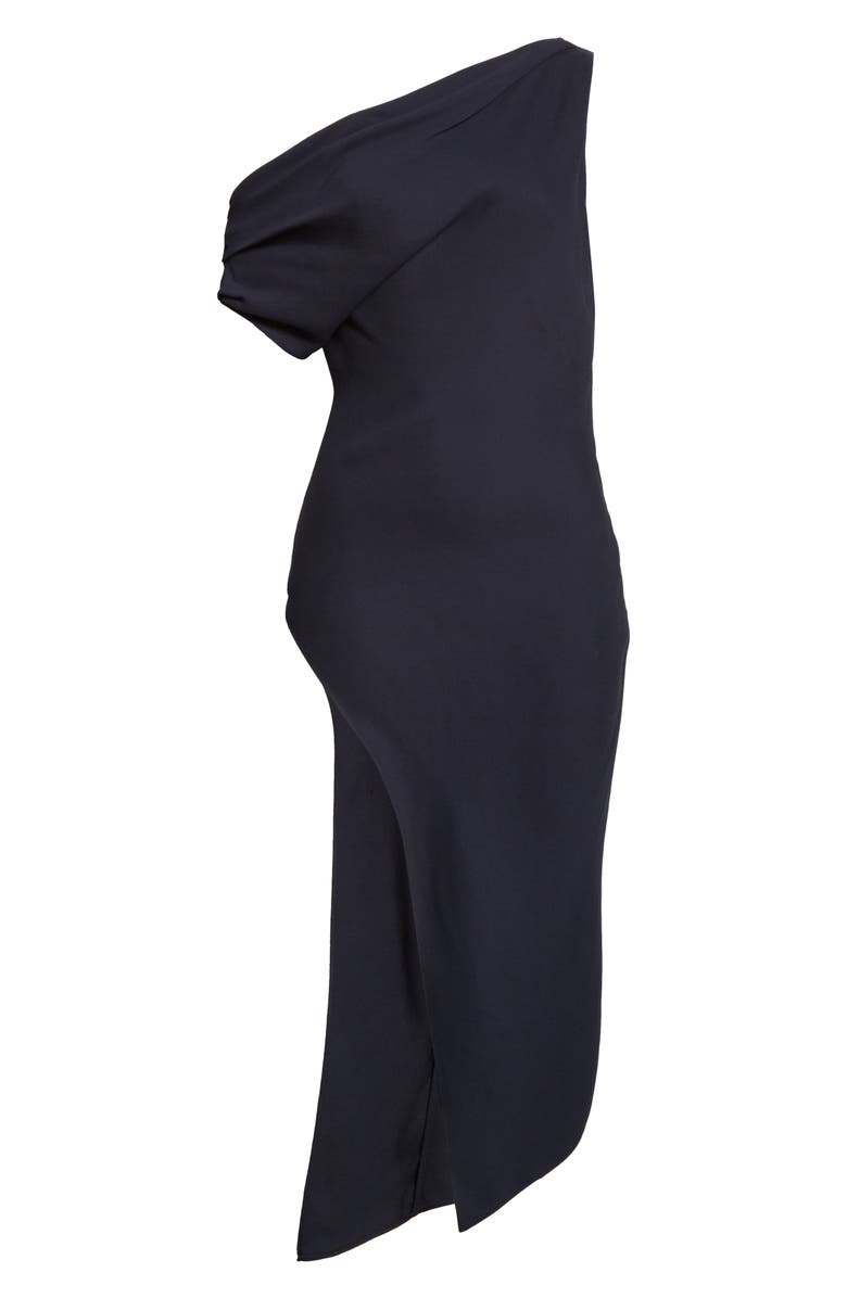 CUSHNIE One-Shoulder Draped Tunic Dress, Alternate, color, 