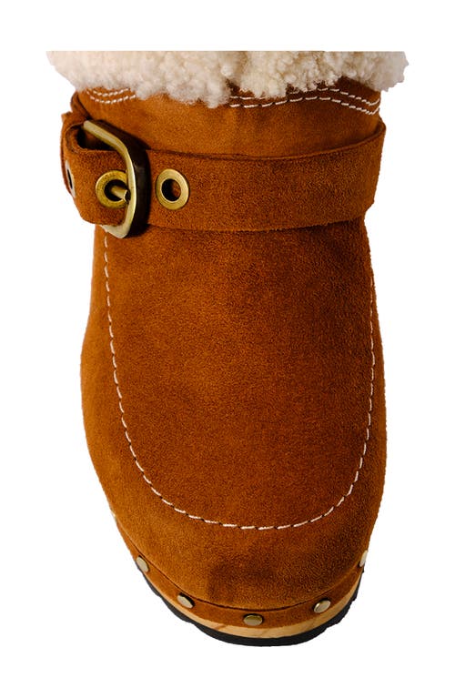 Free People Oak Faux Shearling Clog Bootie In Vintage Tan Suede