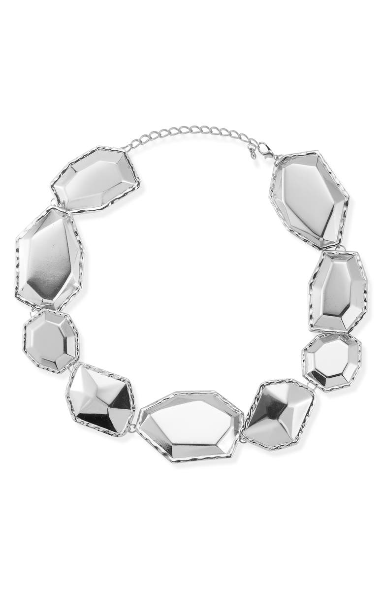 SPHERA MILANO Geometric Statement Necklace, Main, color, Silver