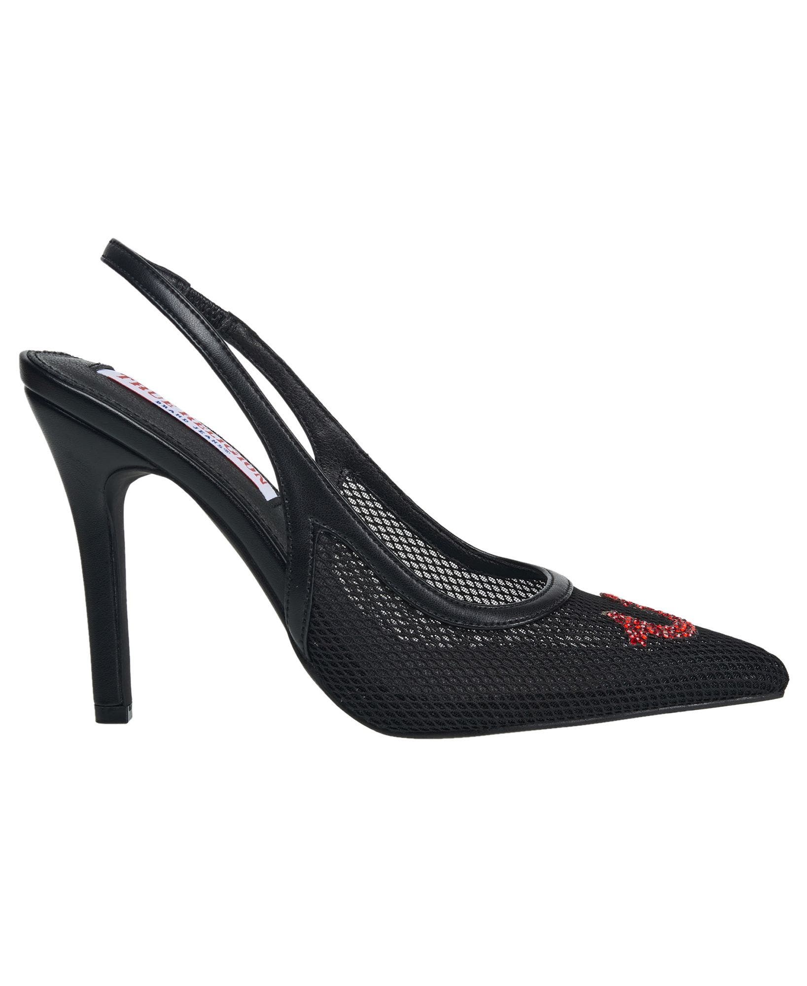 Ella Mesh Horseshoe Logo Heel, Alternate, color, Black