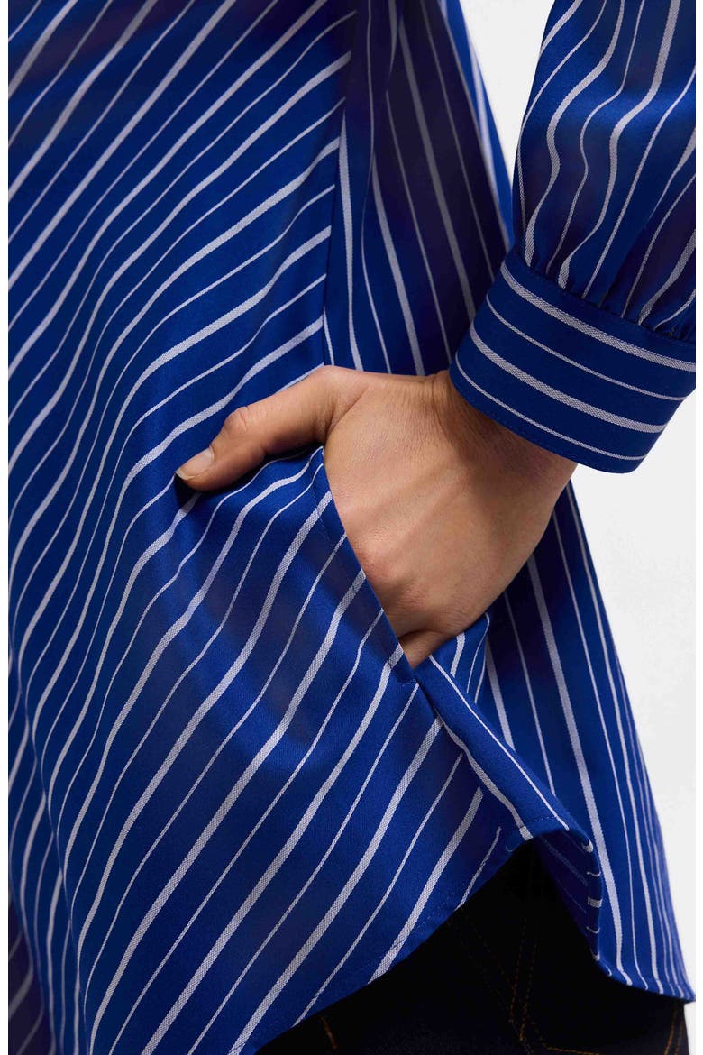 Daphne Stripe Stretch Cotton Blend Pullover Shirt, Alternate, color, BLUE/ WHITE