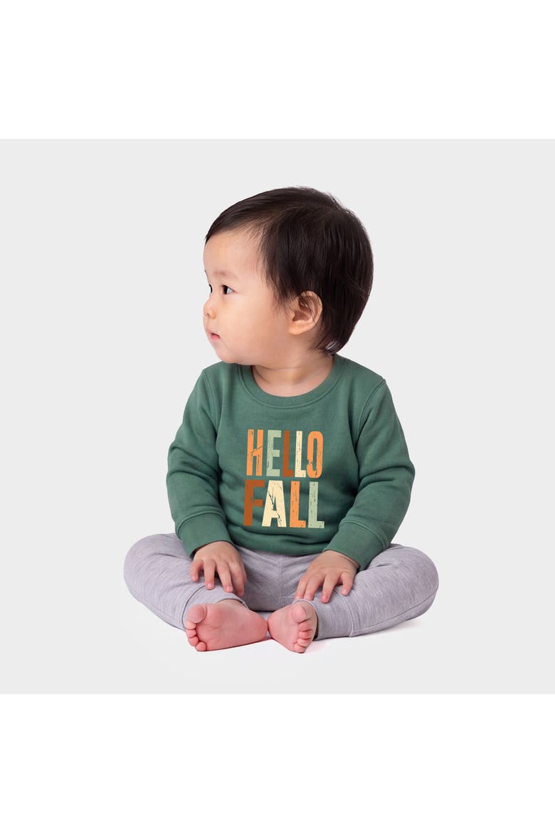 Hello Fall Autumn Colors Infant Crew Fleece Sweatshirt, Main, color, Blue Spruce