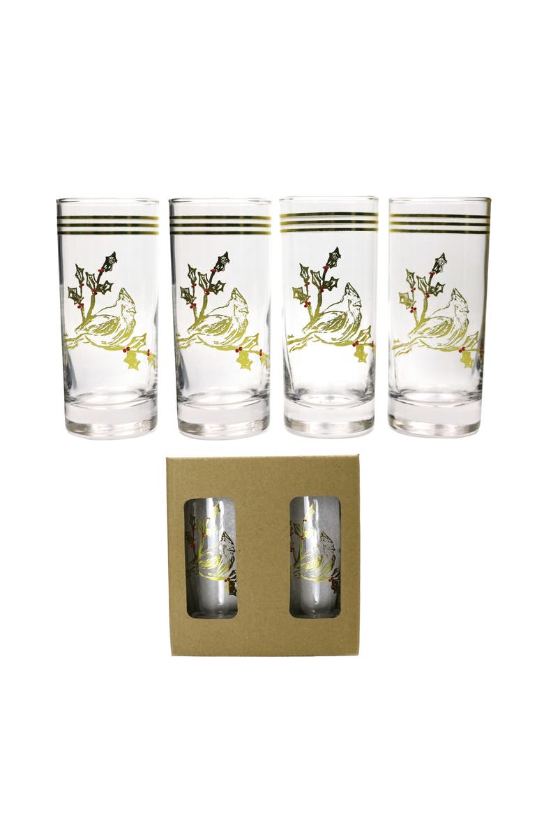 Transpac Cardinal Gold Glass Tumblers Set of 4 Elegant Drinkware, Main, color, Gold
