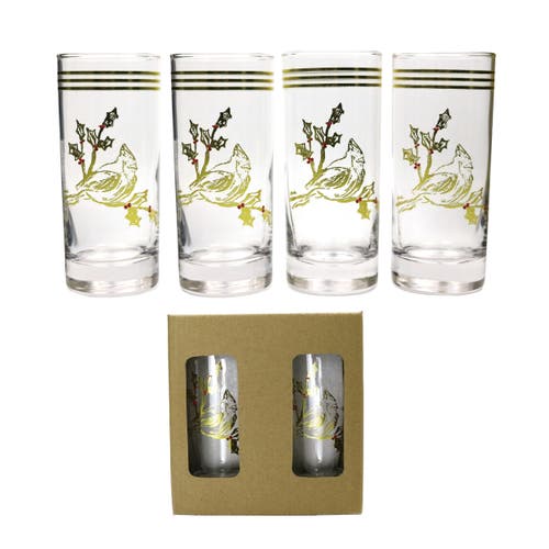 Transpac Cardinal Gold Glass Tumblers Set Of 4 Elegant Drinkware