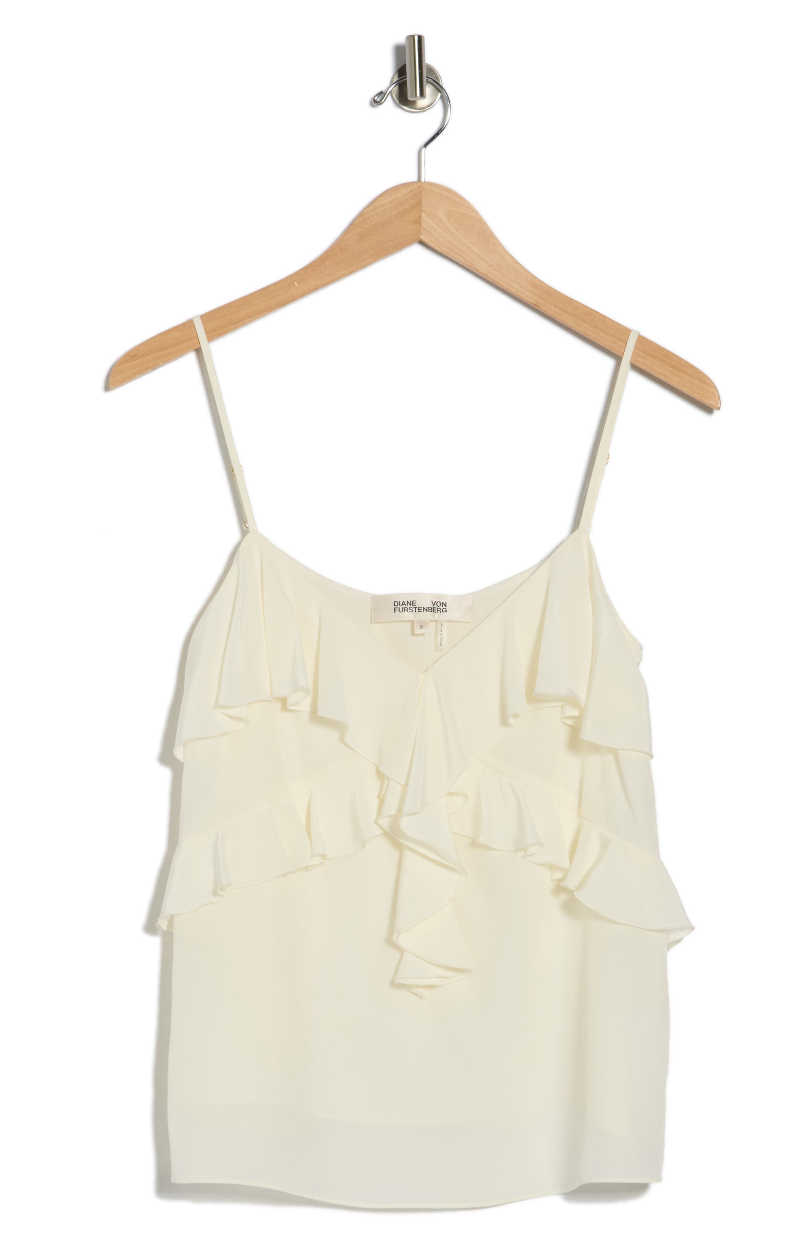 Diane Von Furstenberg Eleni Ruffle Silk Crop Camisole In Multi
