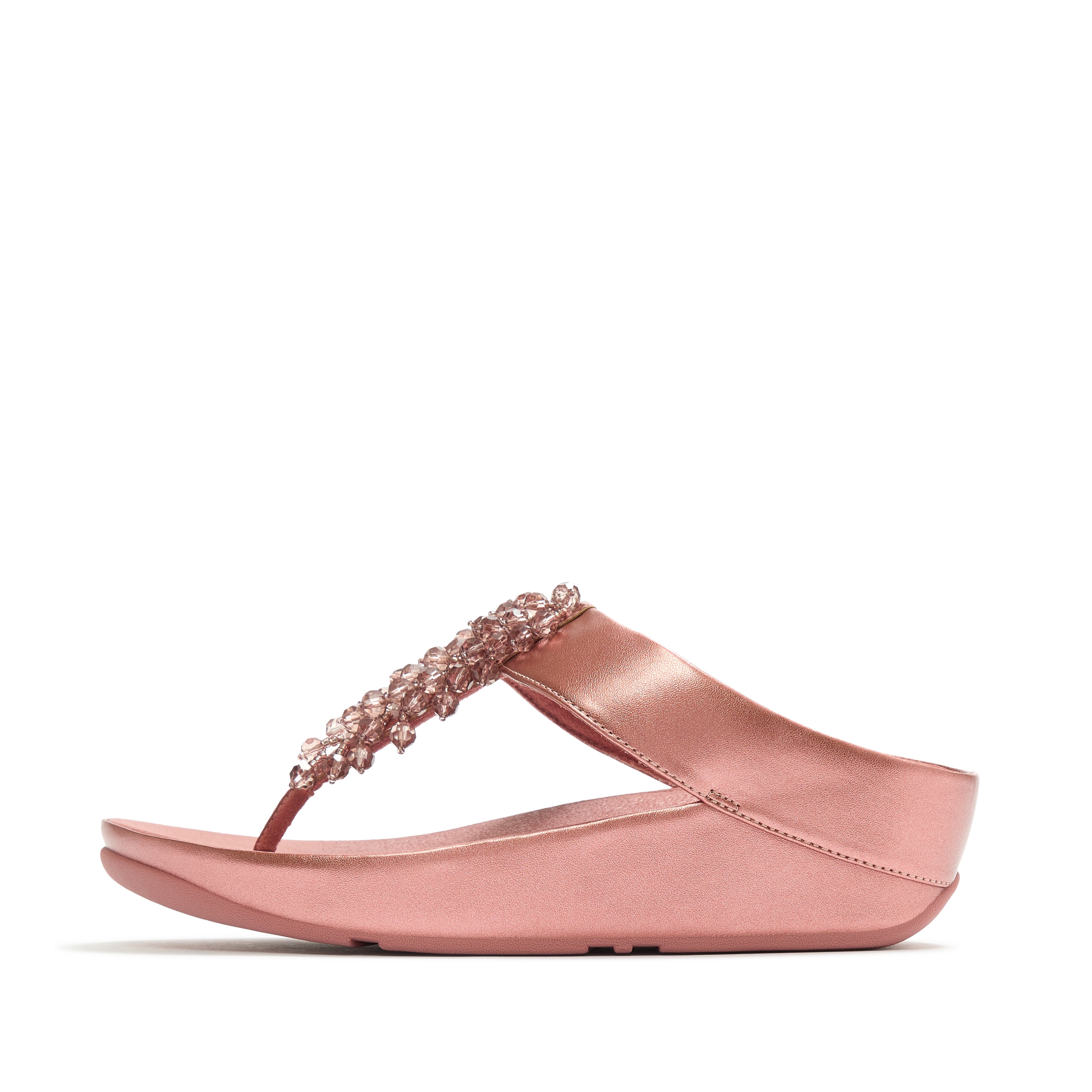 FitFlop Rumba Iridescen Bead Toe-Post, Alternate, color, Metallic Rust Rose