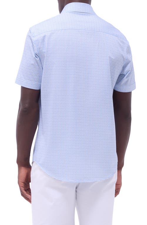 Bugatchi Miles Ooohcotton® Gingham Short Sleeve Button-up Shirt In Air Blue