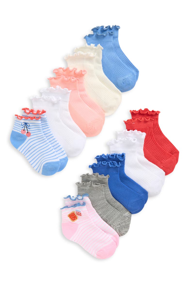 Kids' 10-Pack Lettuce Edge Ankle Socks, Main, color, MULTI