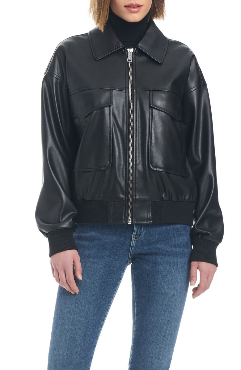 Sanctuary Faux Leather Aviator Jacket, Main, color, 
