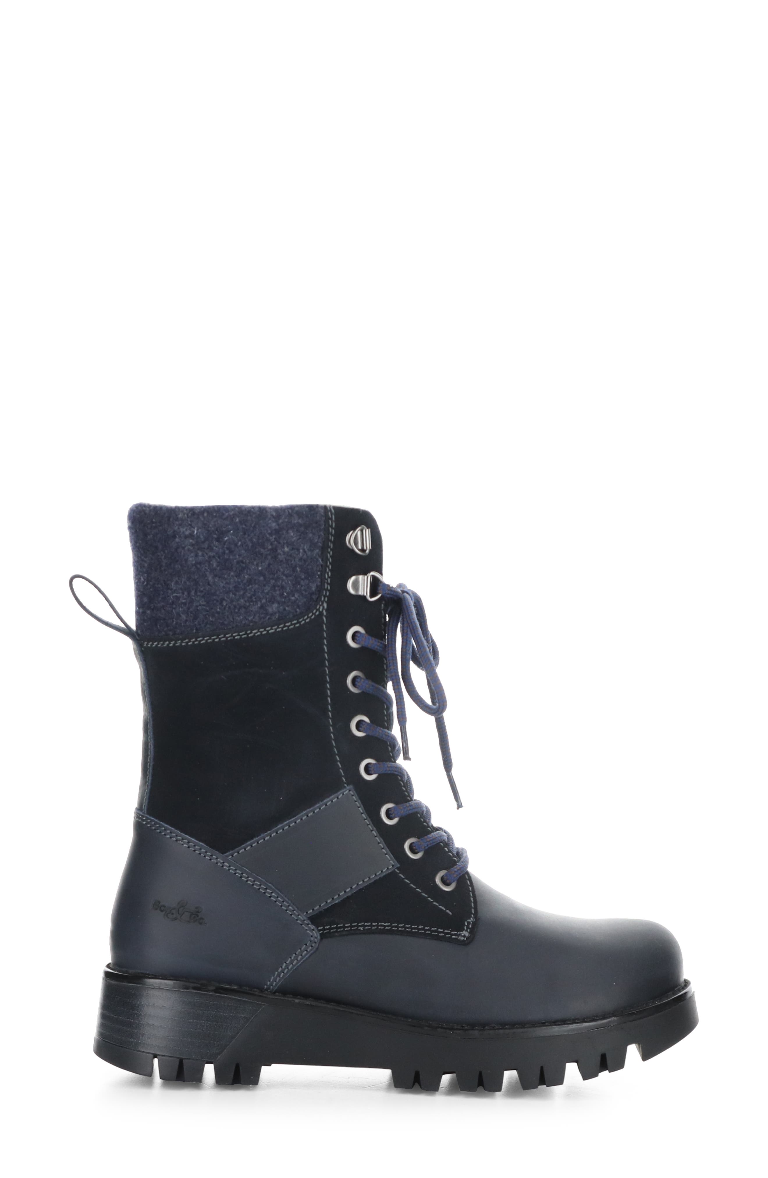 Genus Prima Waterproof Platform Bootie, Alternate, color, NAVY SADDLE/SUEDE/TW
