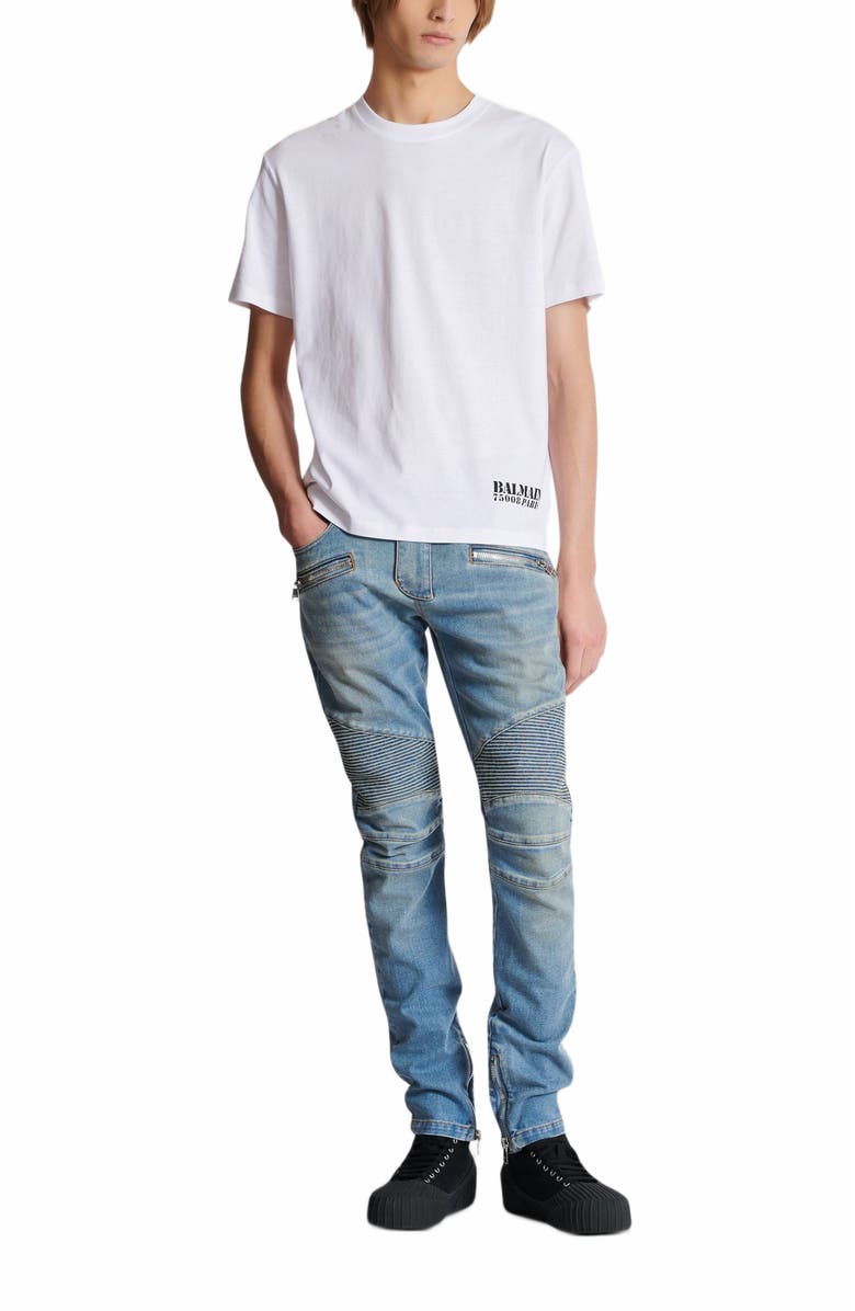 Balmain Small Balmain Stamp Printed T-Shirt, Alternate, color, White