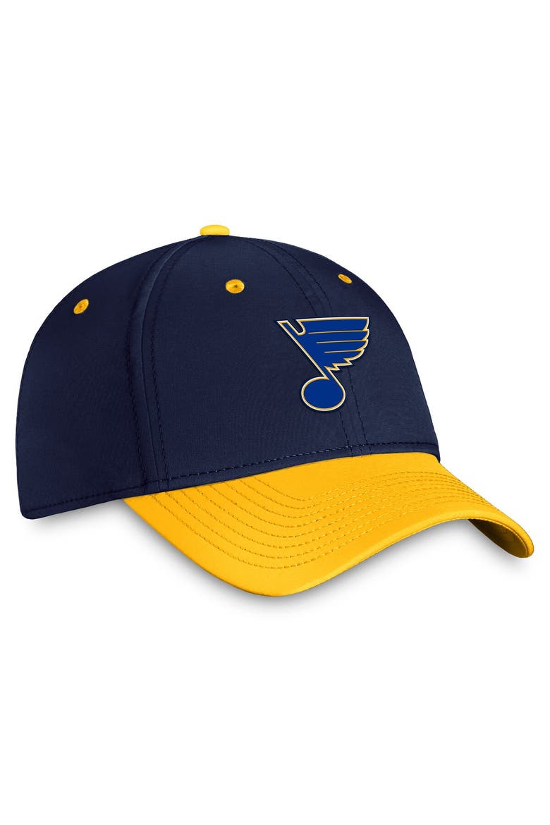 Men's Fanatics Branded  Navy/Gold St. Louis Blues Authentic Pro Rink Two-Tone Flex Hat, Alternate, color, Navy