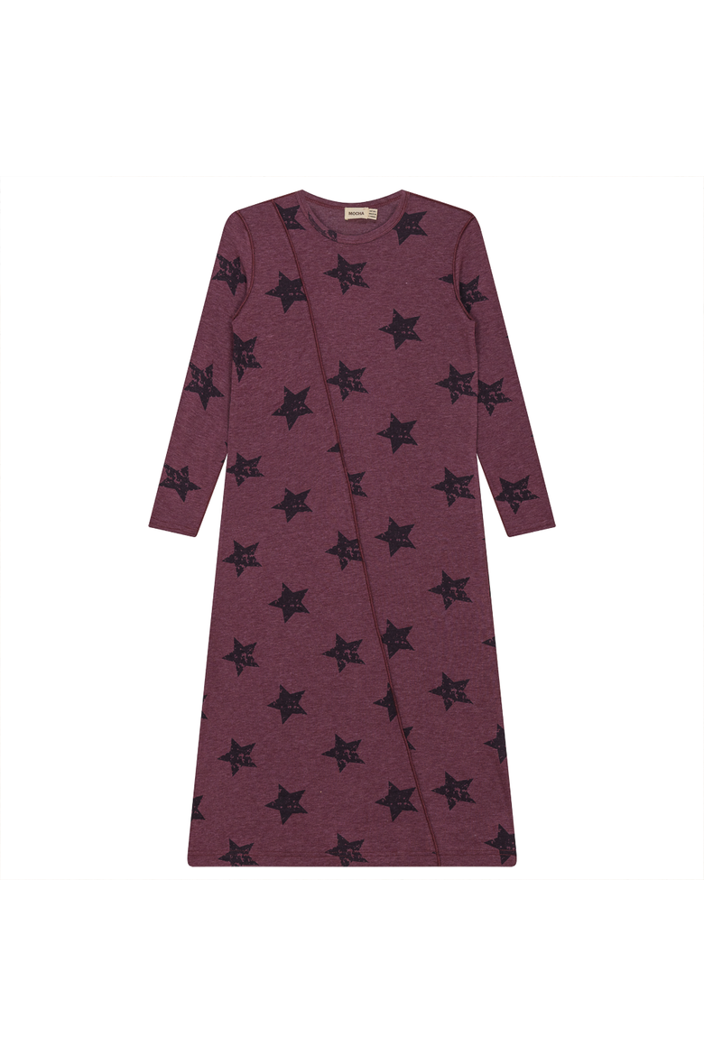 Distressed Stars Rib Maxi Dress, Alternate, color, Burgundy