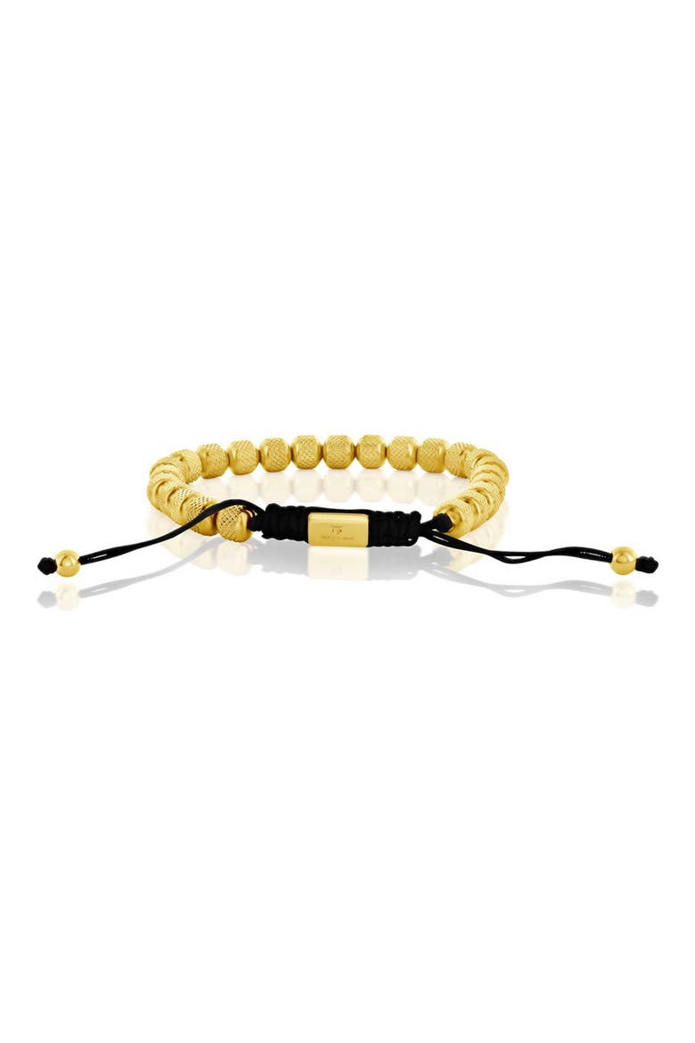 Men's Textured Beaded Slide Bracelet, Alternate, color, GOLD