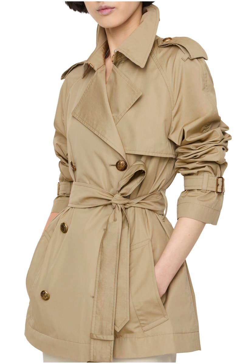 Burberry Short Lightweight Cotton Belgravia Trench Coat, Main, color, Sparrow Beige