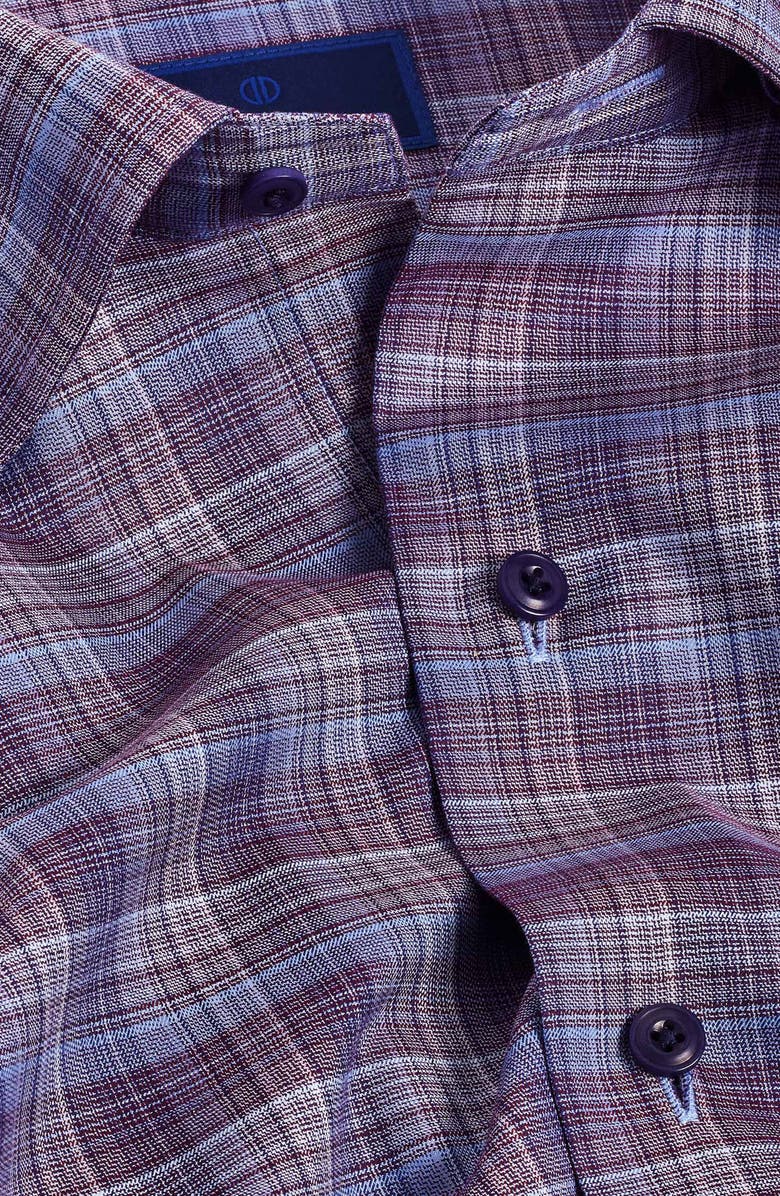 David Donahue Plaid Cotton Blend Sport Shirt, Alternate, color,