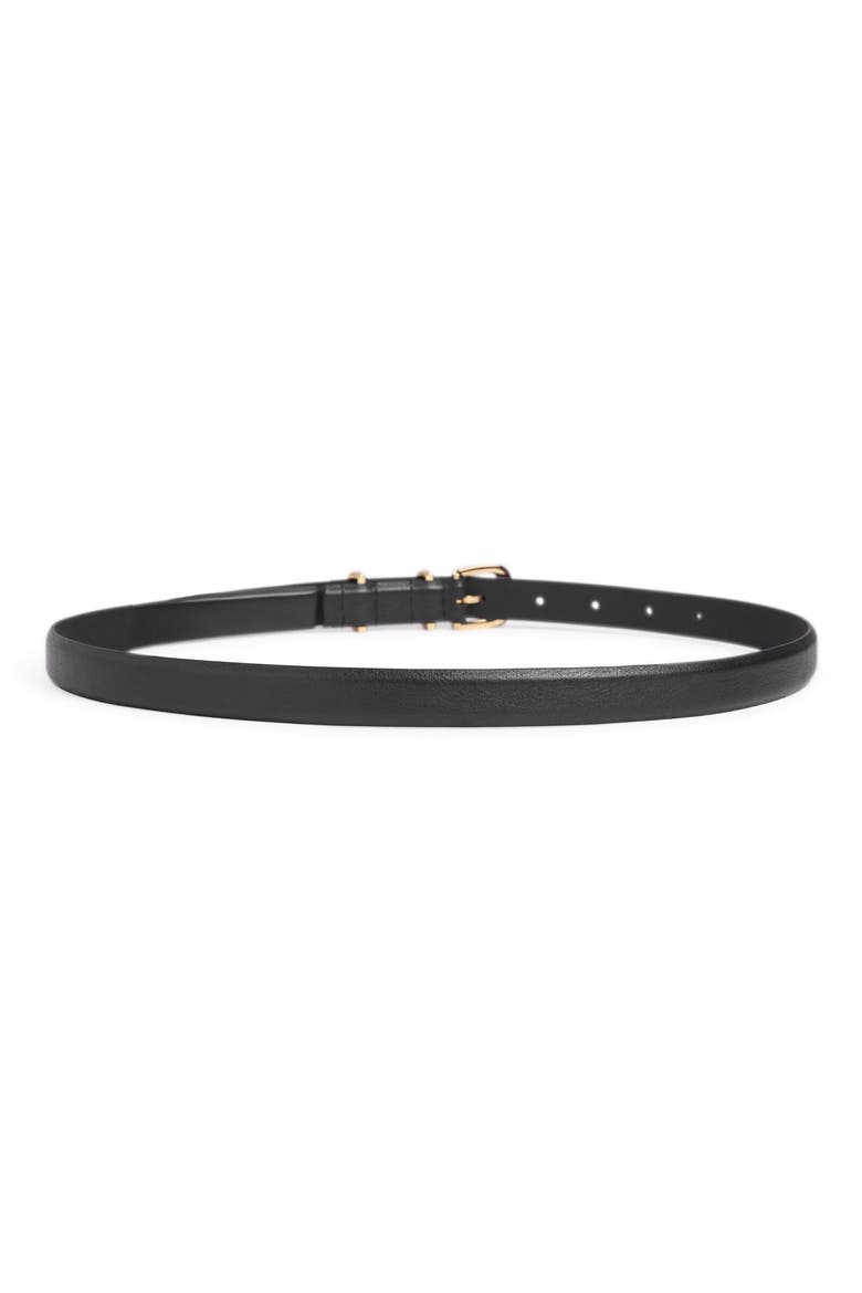 Skinny Jordan Leather Belt, Alternate, color, BLACK/ POLISHED GOLD