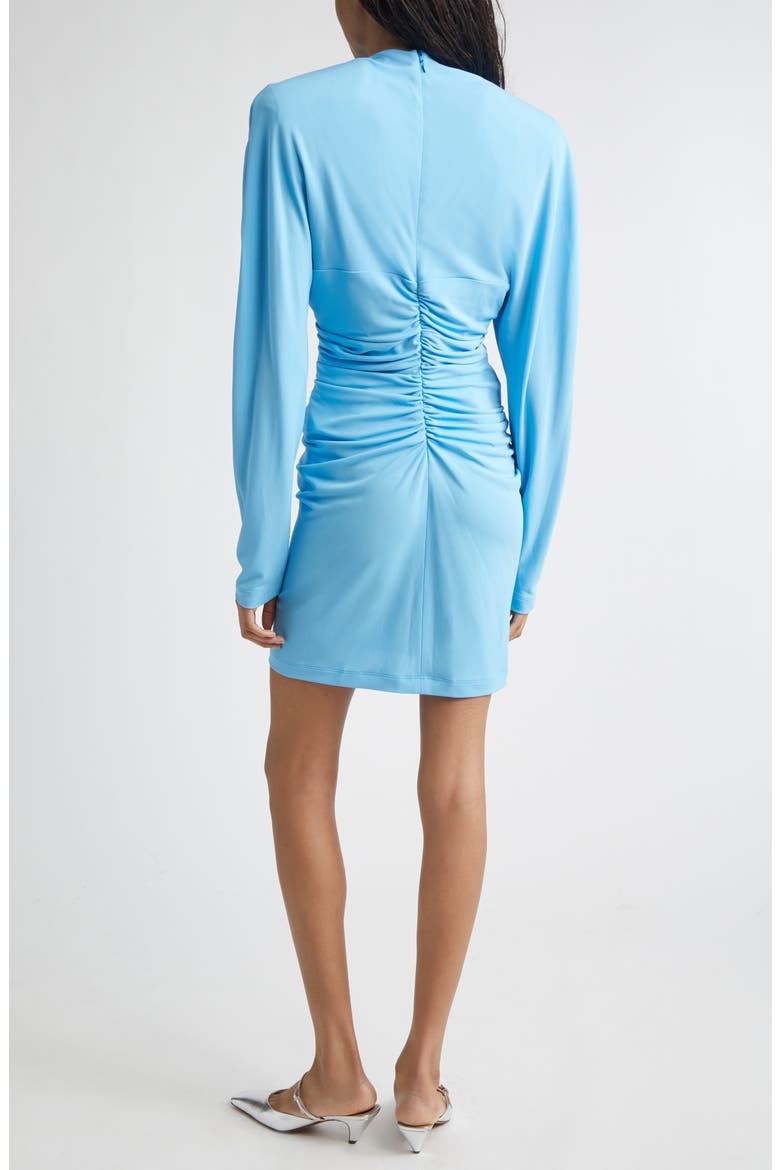 Pleated Long Sleeve Crepe Jersey Minidress, Alternate, color, NEW SKY BLUE