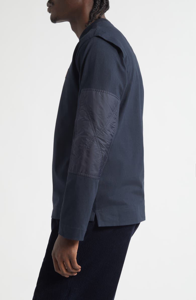 Moncler Long Sleeve Mixed Media T-Shirt, Alternate, color, Eclipse