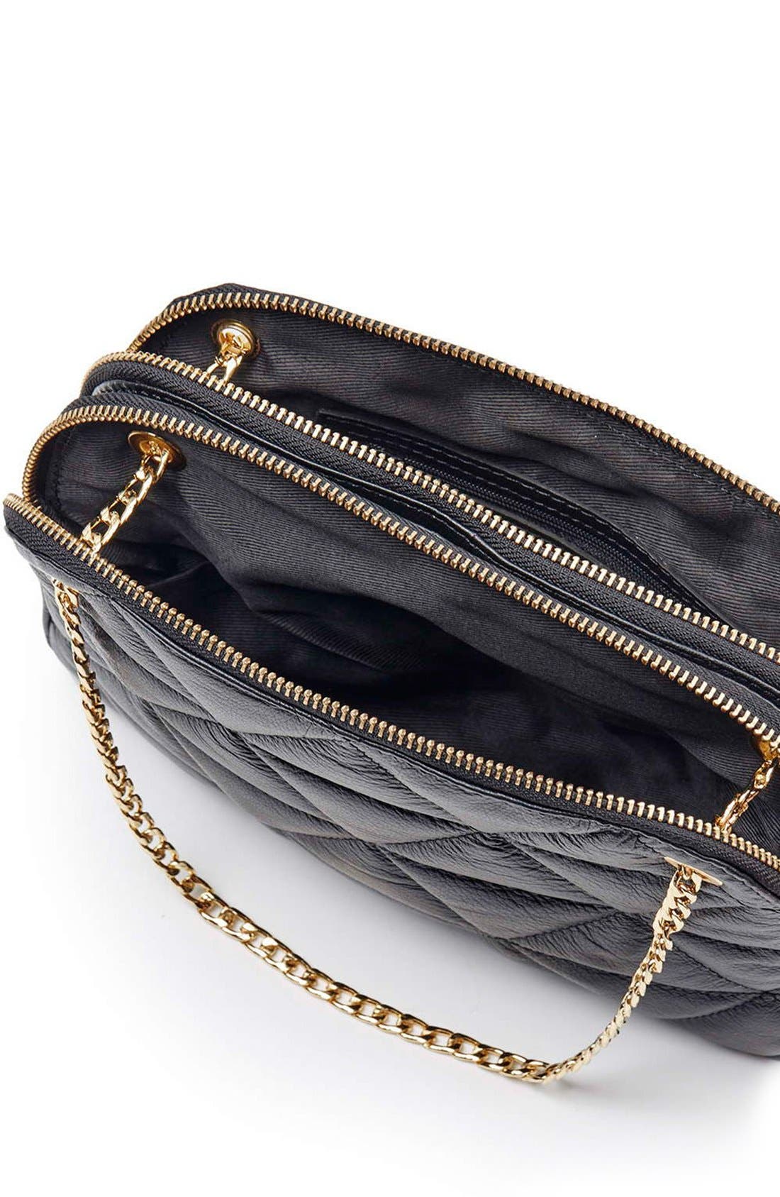 Topshop Quilted Leather Shoulder Bag, Alternate, color, 