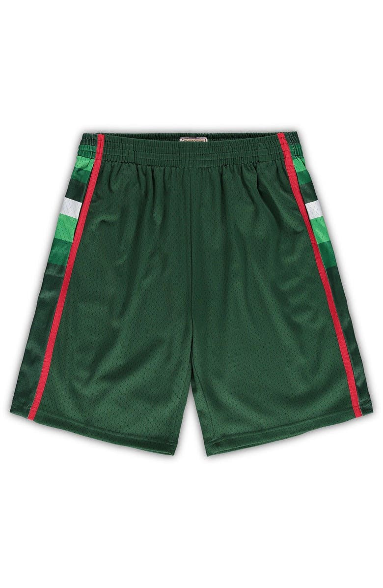 Mitchell & Ness Men's Mitchell & Ness Hunter Green Milwaukee Bucks Big & Tall Hardwood Classics Team Swingman Shorts, Main, color, Hunter Green
