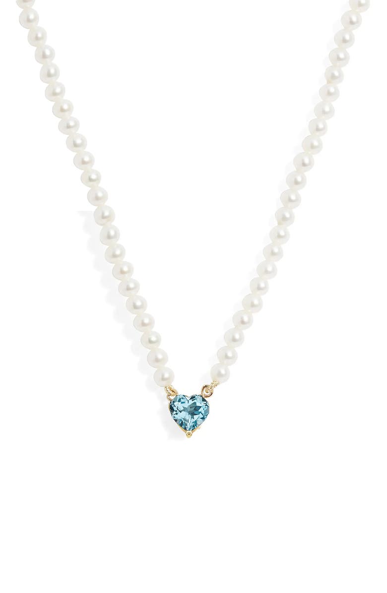 Poppy Finch Topaz Heart Pendant Freshwater Pearl Necklace, Main, color,