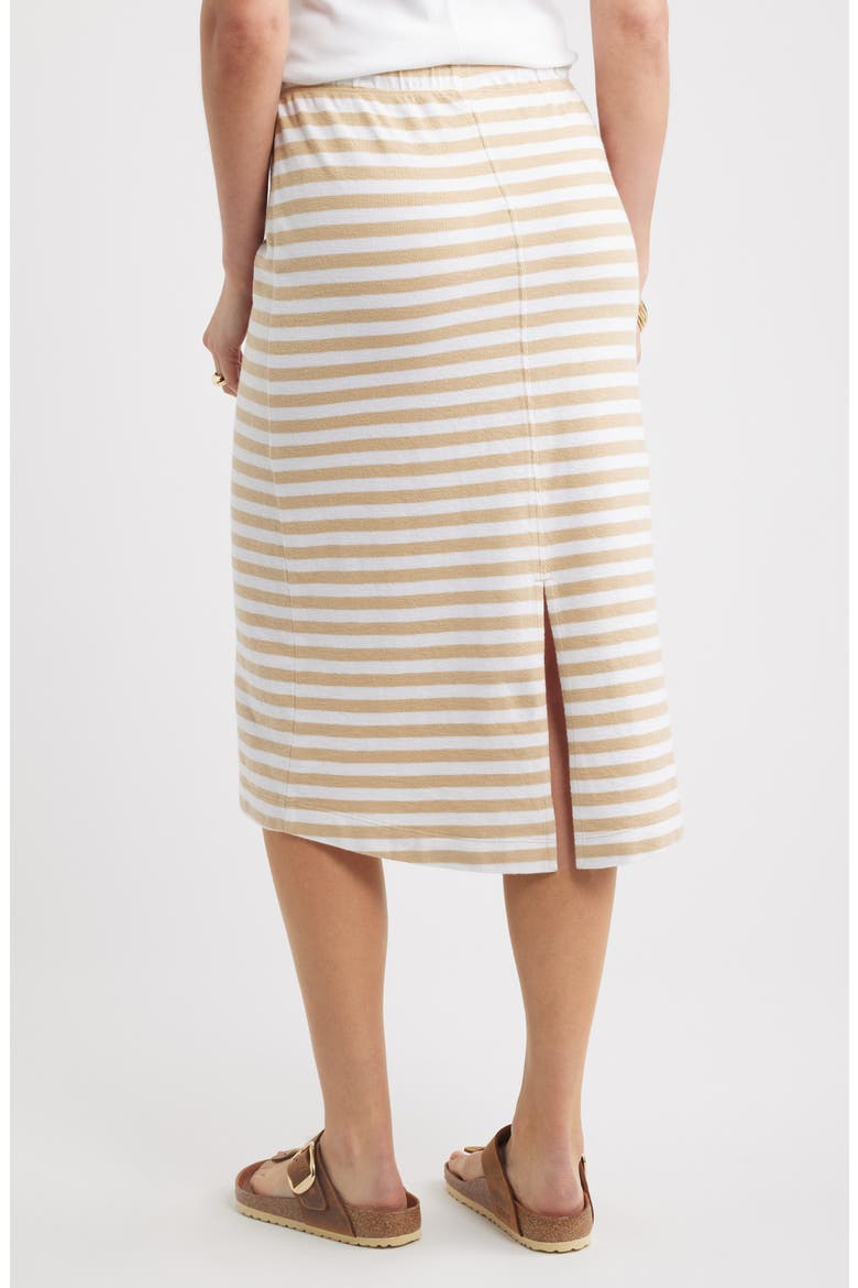 Straight Fit Stripe Knit Midi Skirt, Alternate, color, TAN SHORE- WHITE CHARM STRIPE