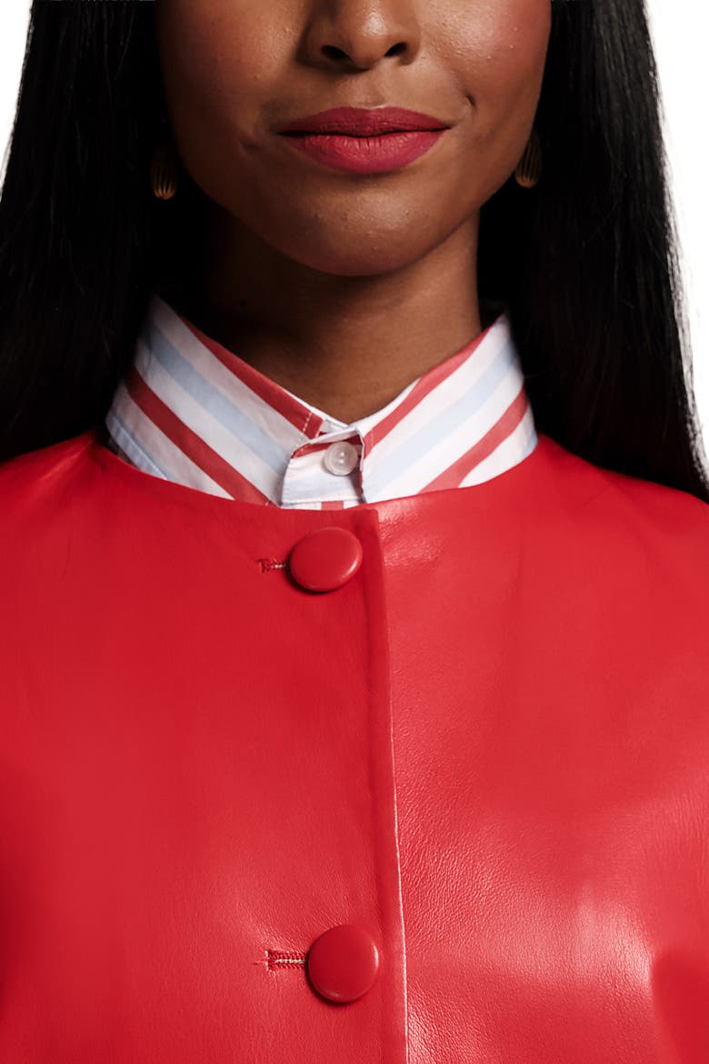 Mod Jacket Faux Leather, Alternate, color, Geranium