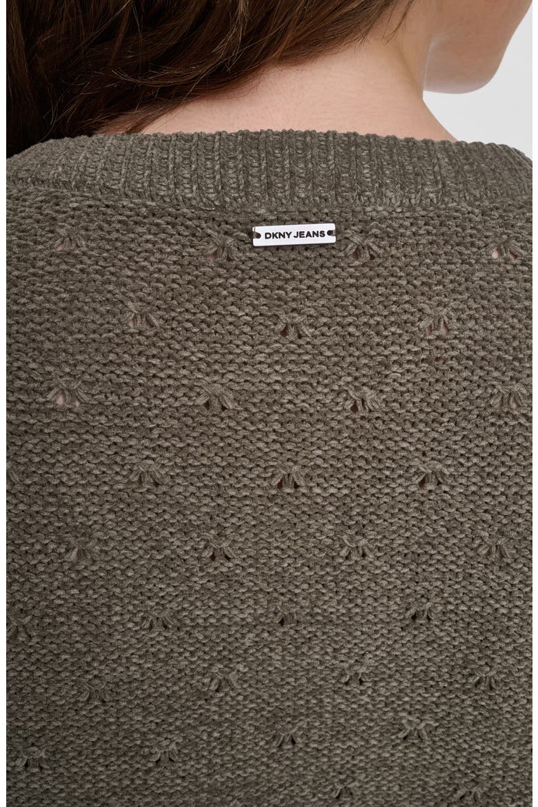 Chenille Short Sleeve Cardigan, Alternate, color, UTILITY GR