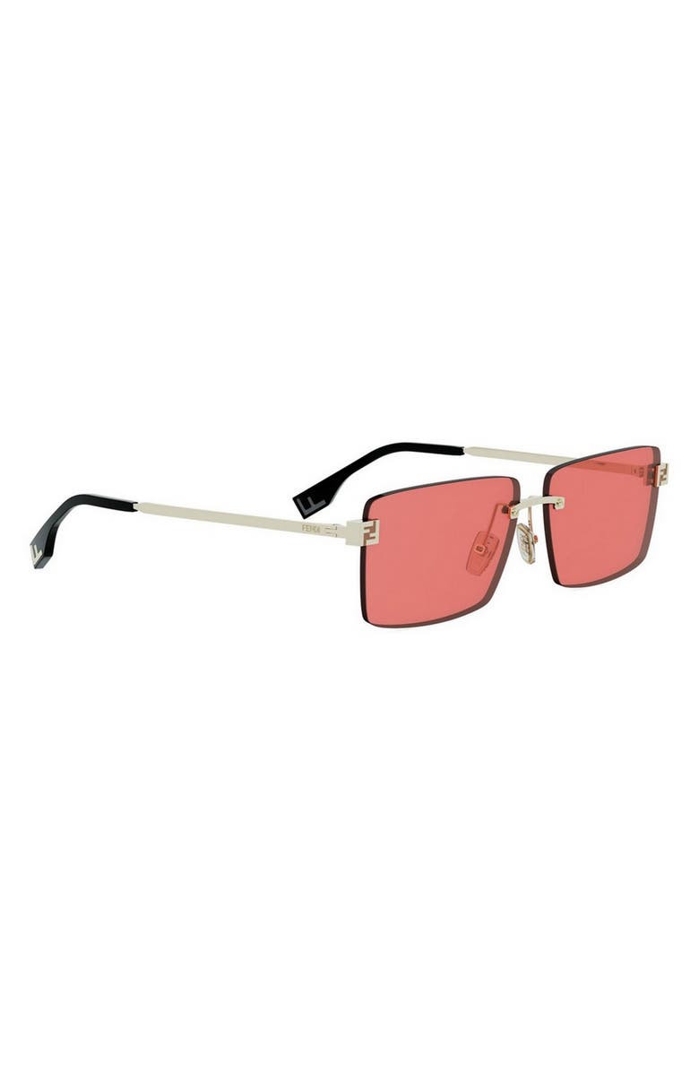 Fendi Sky Rimless Rectangular Sunglasses, Alternate, color, Gold / Bordeaux