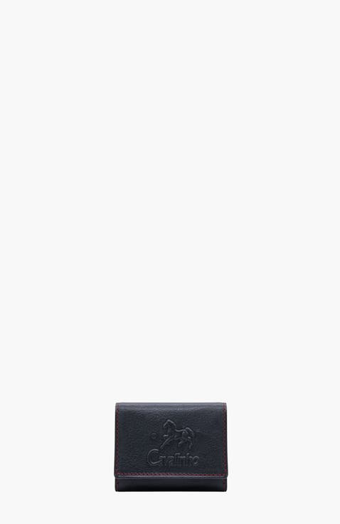 Navy Line Trifold Leather Wallet 539