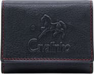 Cavalinho Navy Line Trifold Leather Wallet 539