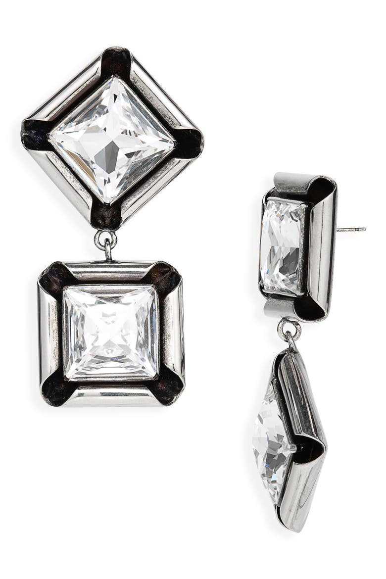 Deconstructed Crystal Drop earrings, Main, color, ANTIC SILVERY