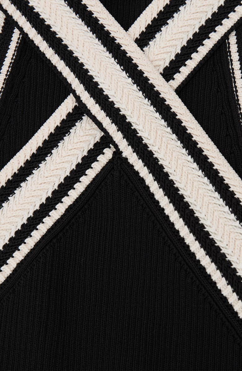 Reiss Ivanna Rib Top, Alternate, color, Black/ White