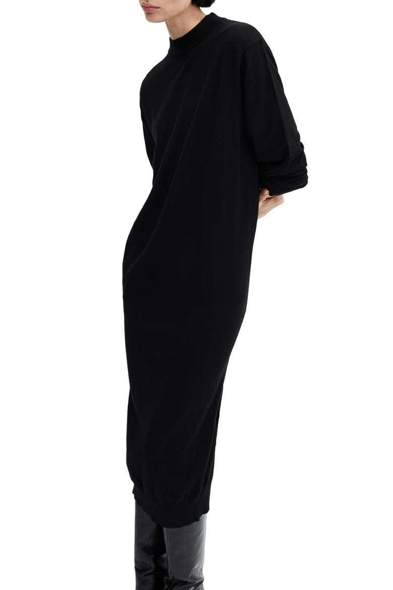 Oversize Long Sleeve Midi Sweater Dress, Alternate, color, BLACK