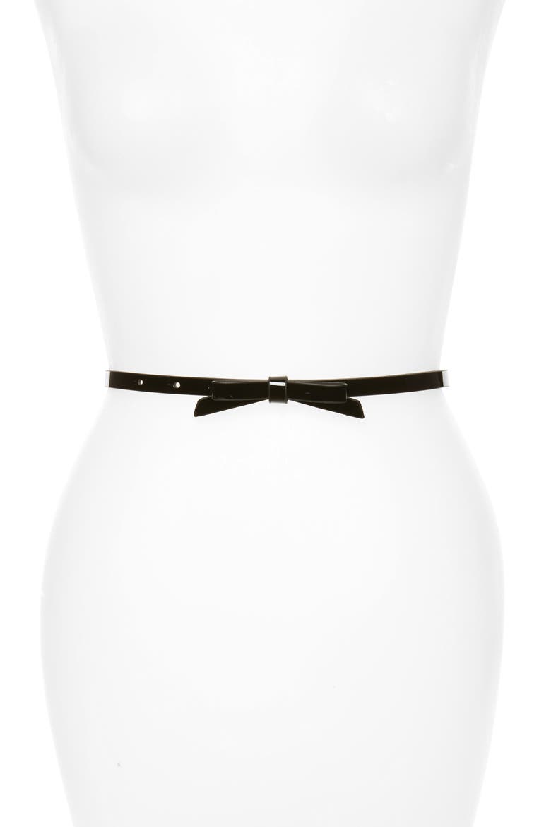 Halogen Patent Bow Belt, Main, color, BLACK