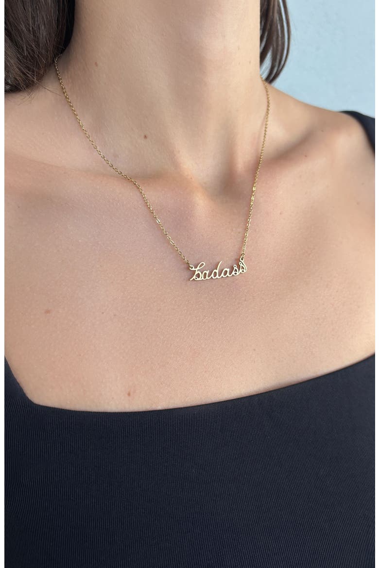 'Badass' Pendant Necklace, Alternate, color, GOLD
