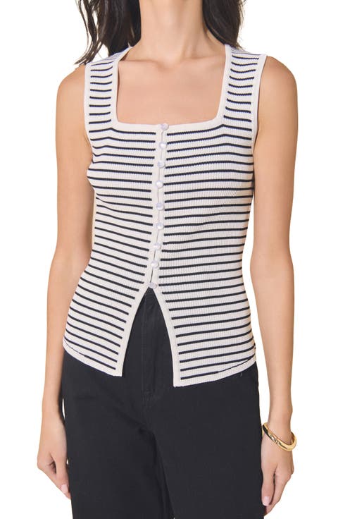 Striped Rib Knit Tank Top