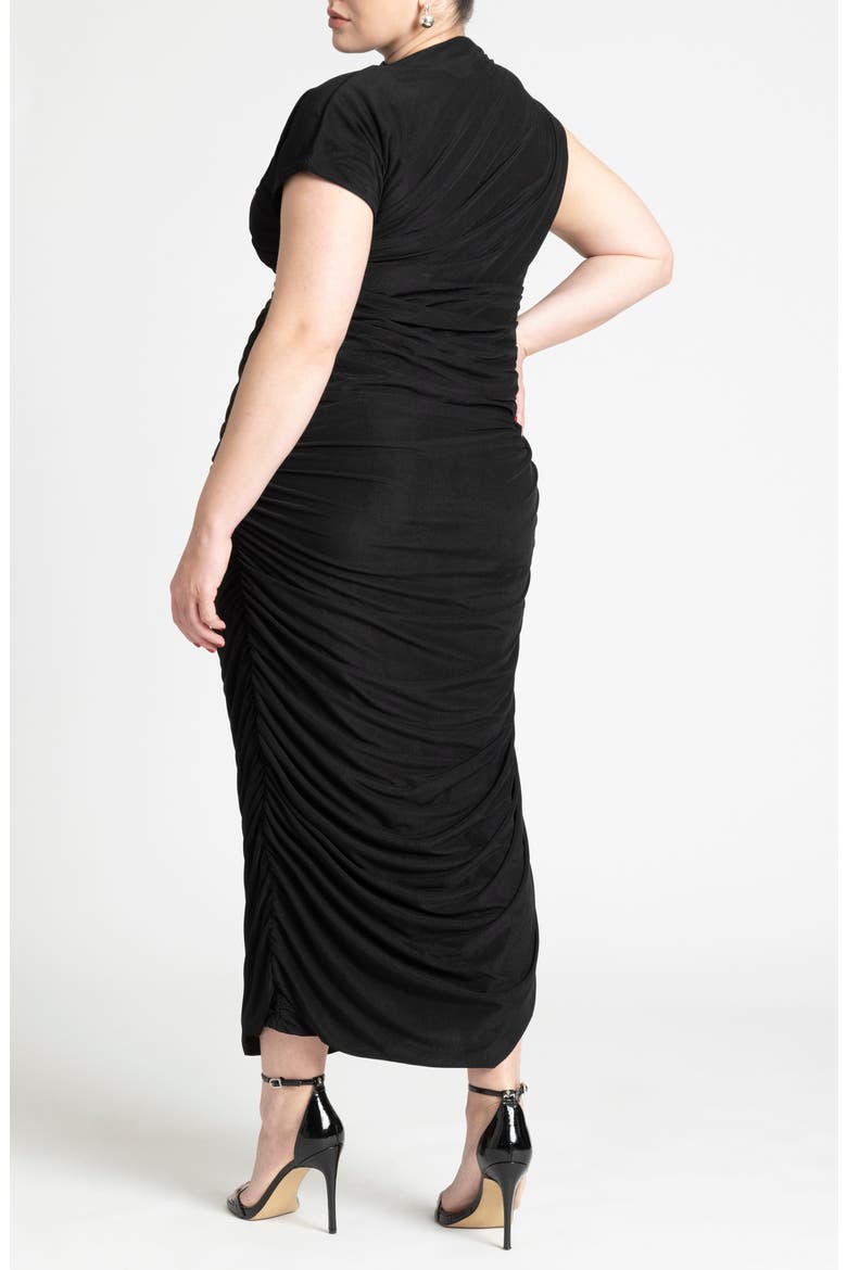 Draped Asym Dress, Alternate, color, BLACK ONYX