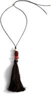 MANGO Stone Bead Tassel Pendant Necklace