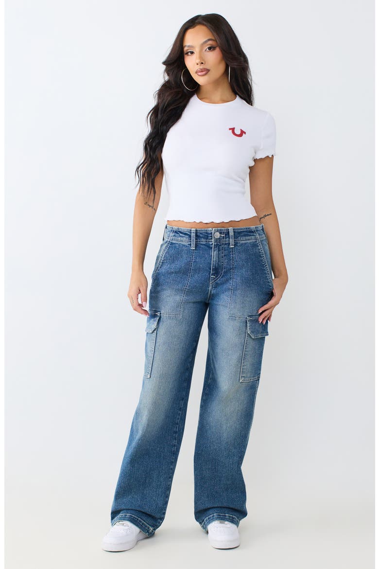 Cargo Straight Leg Jeans, Alternate, color, MEDIUM OCEAN STORM WASH
