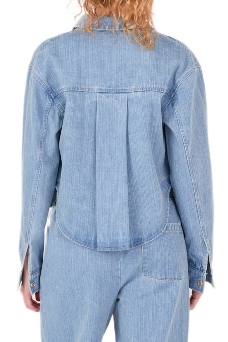 Crop Denim Button-Up Shirt, Alternate, color, DENIM