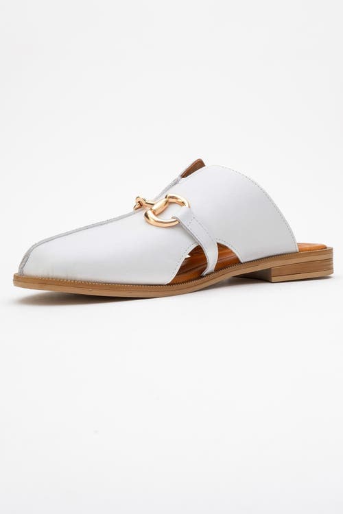Forever & Always Shoes Favor Leather Mules In White