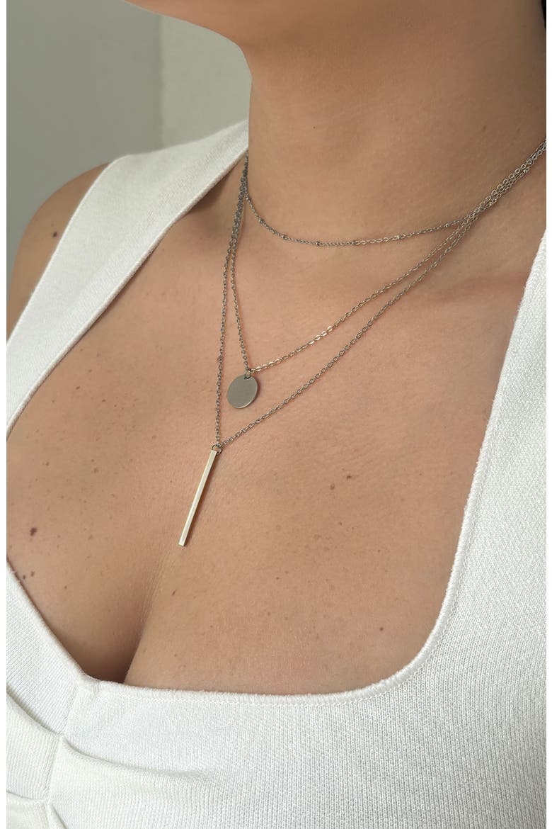 Water Resistant Layered Pendant Necklace Set, Alternate, color, SILVER