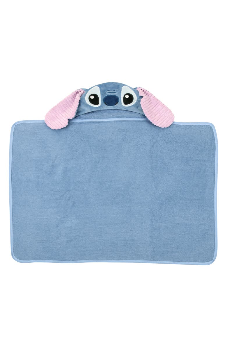 Disney Stitch Luxury Cotton Terry Hooded Baby Bath Towel, Alternate, color, Blue