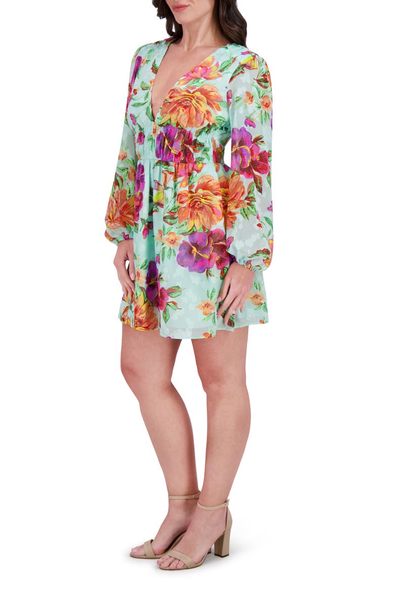 Printed Burnout Long Sleeve Dress, Alternate, color, MINT