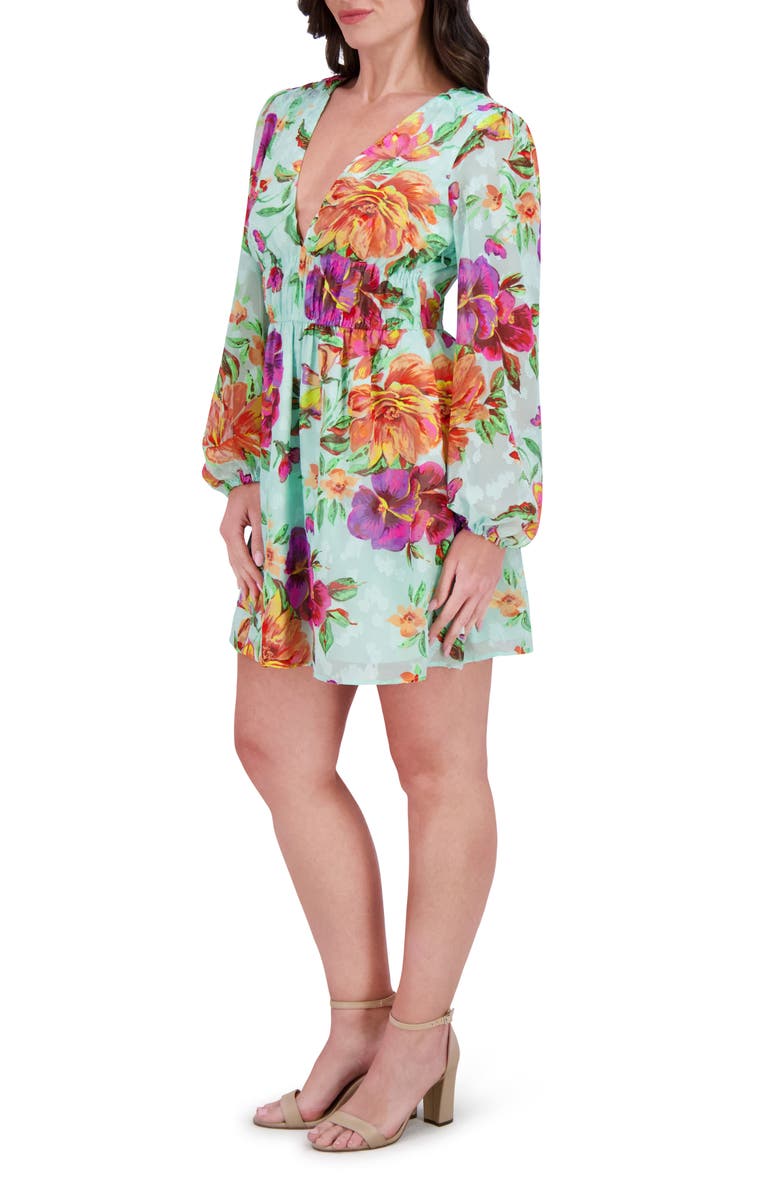 Siena Printed Burnout Long Sleeve Dress, Alternate, color, Mint