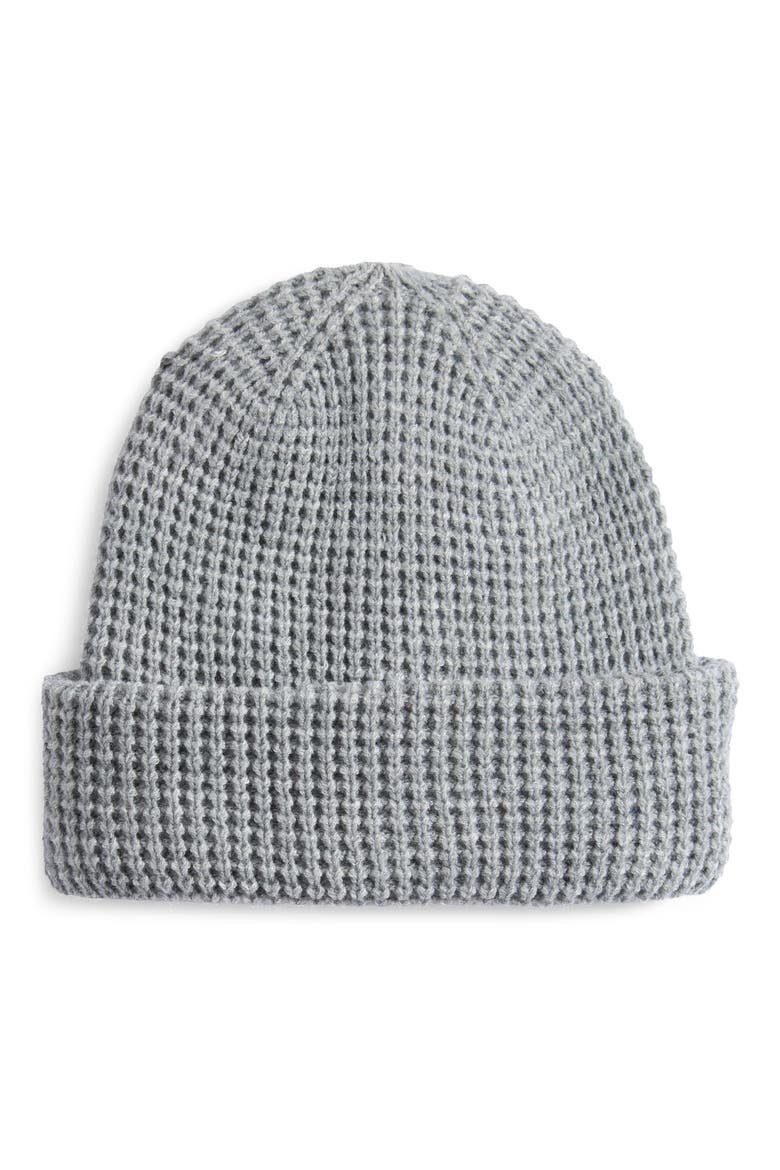 Waffle Knit Beanie, Main, color, GREY