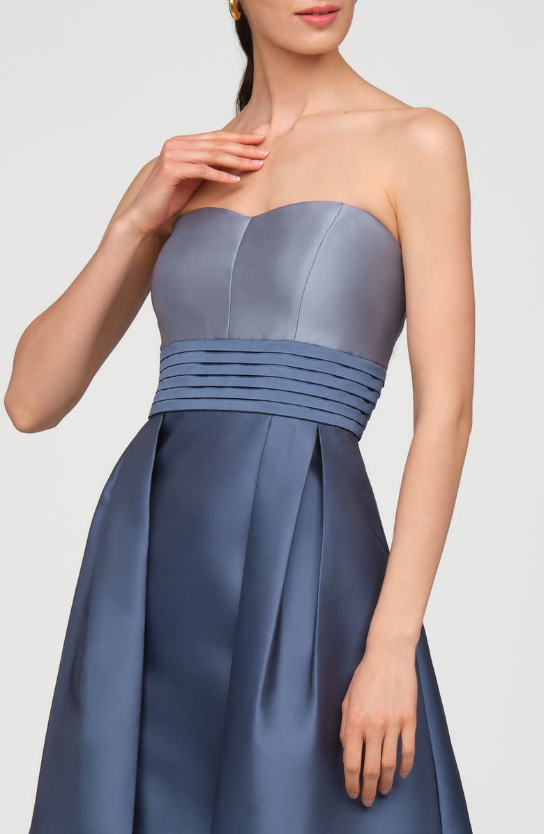 Kay Unger Trina Strapless Two Tone Mikado Walk Thru Gown, Alternate, color, Chambray Multi